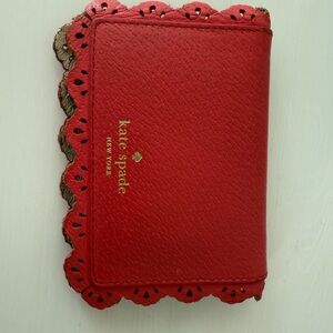Kate Spade Red Wallet with Scalloped Trim